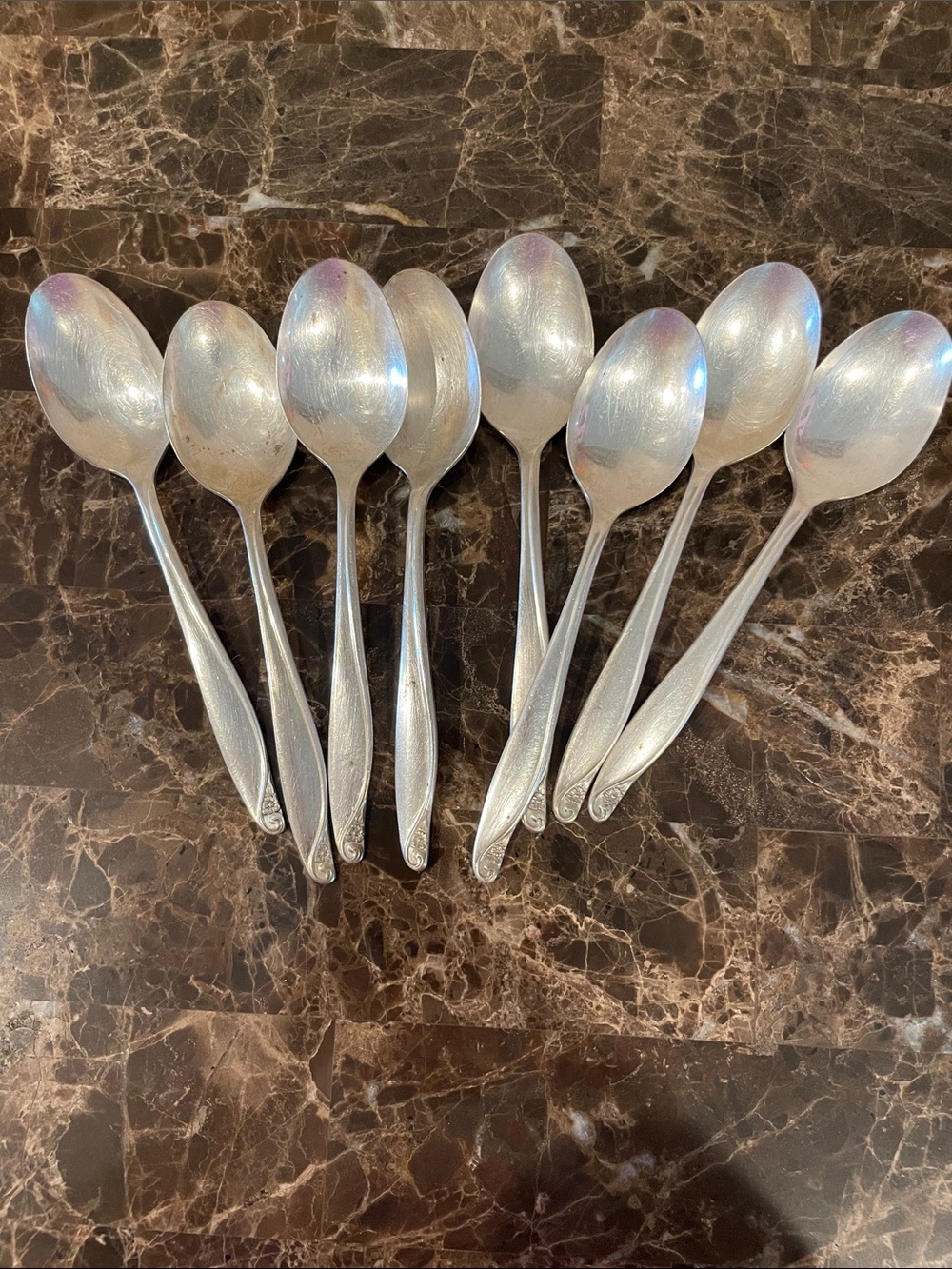 Set of 8 Wm. A. Roger’s Oneida Silver Overlay Table Spoons - Home Dining